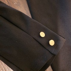 Donna Morgan Black Long Sleeve Dress Gold Button Cuff Detail Med NWT