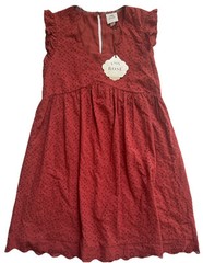 New Knox Rose Embroidered Eyelet Sleeveless Ruffle Shift Babydoll Lined Dress XS