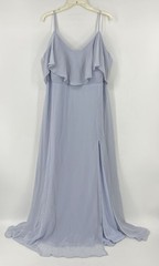Birdy Grey Womens Light Blue Asymmetrical Jane Chiffon Maxi Dress 1X NWT