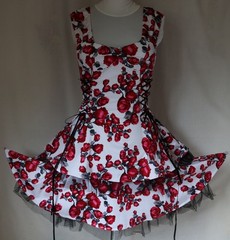 Hearts & Roses Pretty Floral Ruffle Tiered Corset Dress Size 14