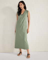 Haven Well Within Organic Cotton Interlock Maxi Dress Sage Green L NEW