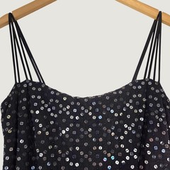 Escada Elements Navy Blue Sequin Cowl Neck Maxi Triple Strap Gown EU42 US10
