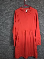 The North Face Dress Womens Large Red Hooded FlashDry Long Sleeve Pockets