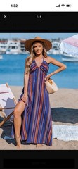 Cupshe Sunset Colors Striped Maxi Dress