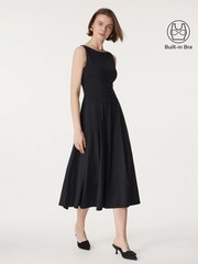 OGL Boatneck Bamboo Ponte Bra Midi Dress with Pockets