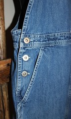 Womens~VINTAGE 90s~FADED GLORY~Medium Wash~BIB OVERALL Dress~Distressed~COTTON~M