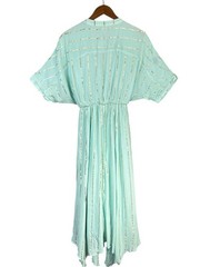 NWT En Creme Shimmer Mint with Gold Stripe Midi Dress Size XS