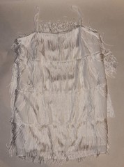 A New Day White Fringe Shift Dress Size LG Short Square Neck Adjustable Straps