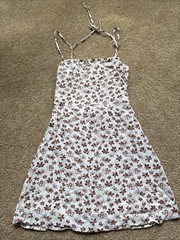 Kendall & Kylie White Brown Floral Print Spaghetti Strap Mini Dress Size XS