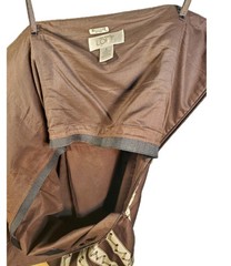 Strapless beige & brown vertical stripe intricate embroidery Sz 6 Ann Taylor