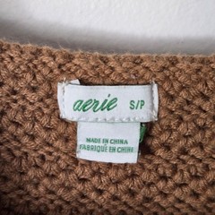 American Eagle Aerie Size S Petite Crochet Open Knit Brown Mini Dress Boho Beach