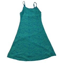 NWT Y2K Inspired Zara Tank Dress Neon Blue Green Wavy Print M Adjustable Straps