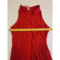 Cato Red Sleeveless Pleated Button Down Handkerchief Hem Midi Dress Large NEW