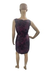 Banana Republic Womens Size 2P Sleeveless Round Neck Burgundy Black Floral Dress