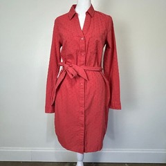 NWT Southern Tide Shirt Dress XS Mineral Red Swiss Dot Preppy Coastal