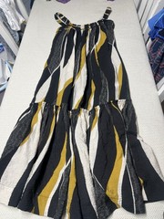 ANTHROPOLOGIE Square-Neck Waistless Midi Dress, Black Motif, Size Medium