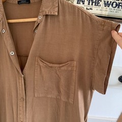 PARFOIS TAN BUTTON DOWN DRESS XS/S #27