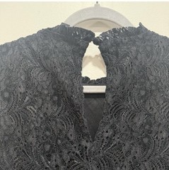 Torrid Plus Sz 3XL Black Velvet Flocked Lace Midi Dress A-Line Puff Short Slv