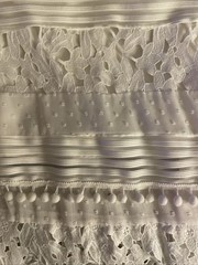 Boston Proper Mixed Media Lace Pom Pom Maxi Dress Medium White