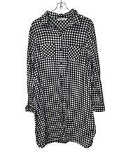 Old Navy Women&rsquo;s Dress Gingham Check Front Button Roll Tab Sleeves Cotton Medium