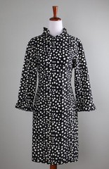 JUDE CONNALLY $168 Smooth Stretch Dalmatian Ruffle Neck Dress Size Medium