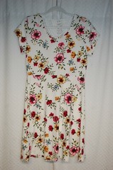 Womens Ivory S/S Dress ORANGE PINK GOLD FLOWERS Casual LACE BACK Summer XL 16-18