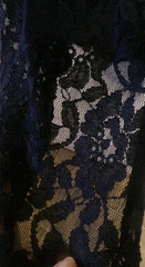 SPEECHLESS NAVY BLUE POLYESTER BLEND LACE FIT & FLARE DRESS – MEDIUM