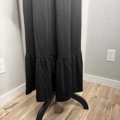 Yes Fashion Maxi Dress Women XXL Black Long Sleeve Ruffle Hem Stretch Pockets