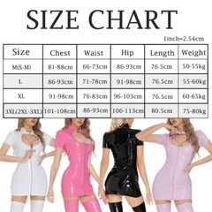 Womens Shiny Wet Look PVC Leather Dress Zipper Bodycon Mini Dress Latex Clubwear