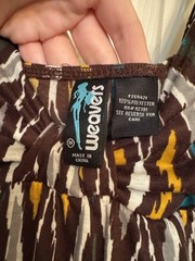 Weavers Tribal Ikat Print Spaghetti Strap Tiered Maxi Dress, Size Medium