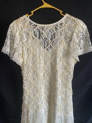 Vintage HW Collections Ivory Lace Sequin Drop Waist Dress Size 13-14