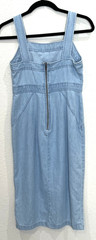 BP Nordstrom XS Light Wash Denim Midi Dress Sleeveless Zip Back Side Snap Slit