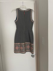 Anthropologie Maeve Grey/Gray Embroidered Neoprene Shift Dress Size 6