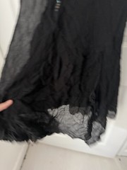 Y2K Vintage Black Silk Dress with White Floral Beaded Size Small