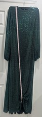 Mac Duggal 26576 Bottle Green Disco Stretch Blouson Sleeve Gown Size 10