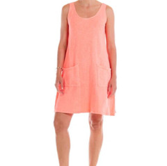 Fresh Produce xl sunset orange ocean stripe drape cotton jersey dress $75 nwt