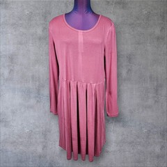 Auselily Raspberry Lightweight Long Sleeve Pleated Skirt Dress Size XL Women i66