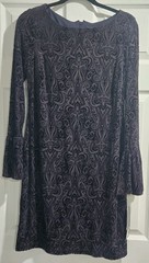 Leslie Fay Women&rsquo;s Navy Dress Faux Velvet With Long Sleeve Size 6
