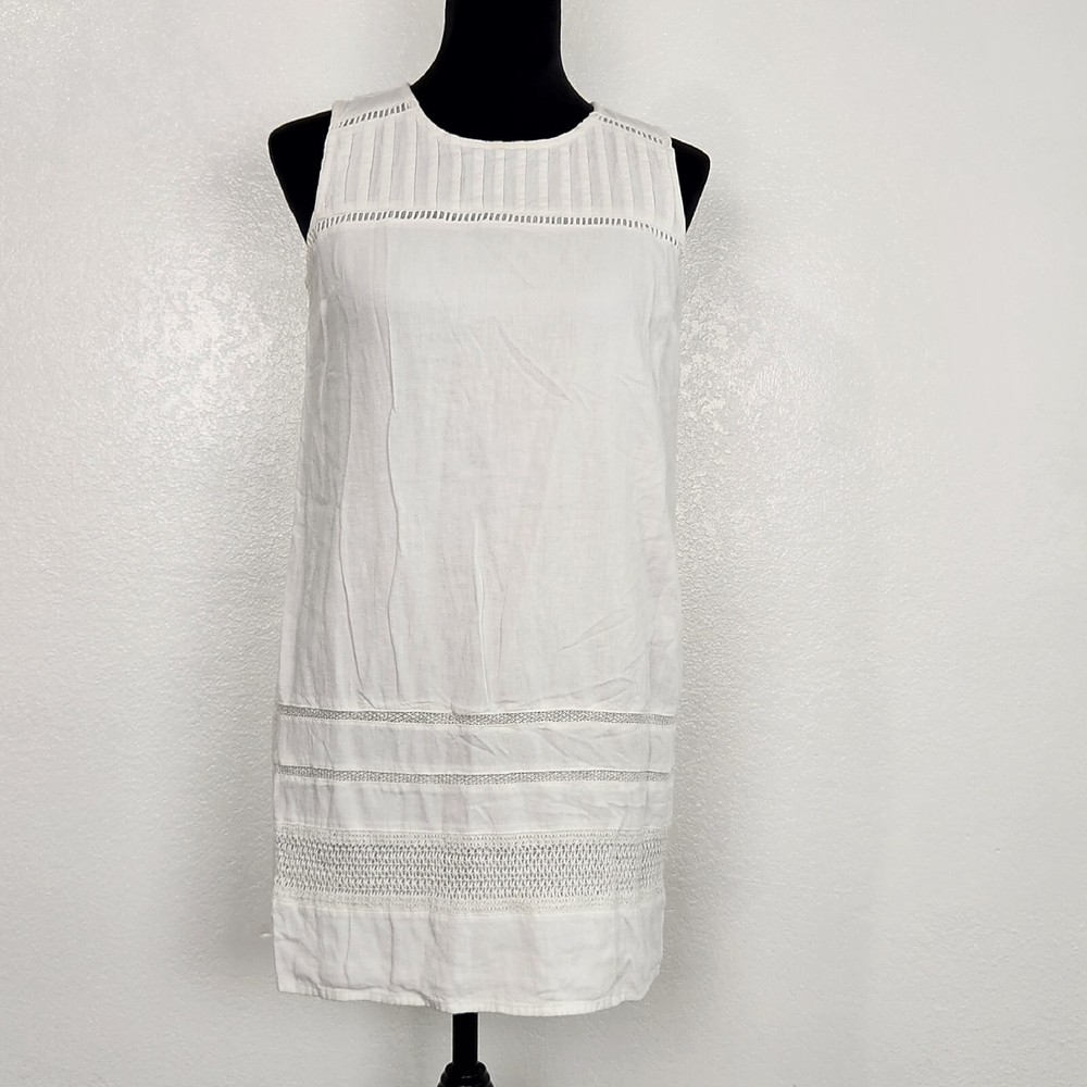 Old Navy White Rayon Tank Top Round Neck Thigh Length Sheath Dress Size XS