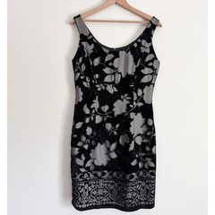Vintage 90s Y2K Mini Dress Black Velvet Floral Whimsygoth Retro Gothic Burnout