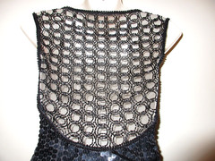 Vtg 80s/90s NITELINE Black Sequin Party Dress, Sexy Caged Beaded Back, EUC 6