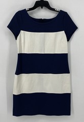 Banana Republic Womens Dress Size 10 Navy White Stripe Short Sleeve Stretchy