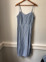 J Crew Dress Womens 10 Midi Chambray Blue Summer Coastal Classic Preppy
