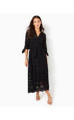 Lilly Pulitzer Amrita Eyelet Midi Dress Size 12 Onyx Black