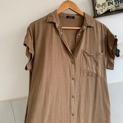 PARFOIS TAN BUTTON DOWN DRESS XS/S #27