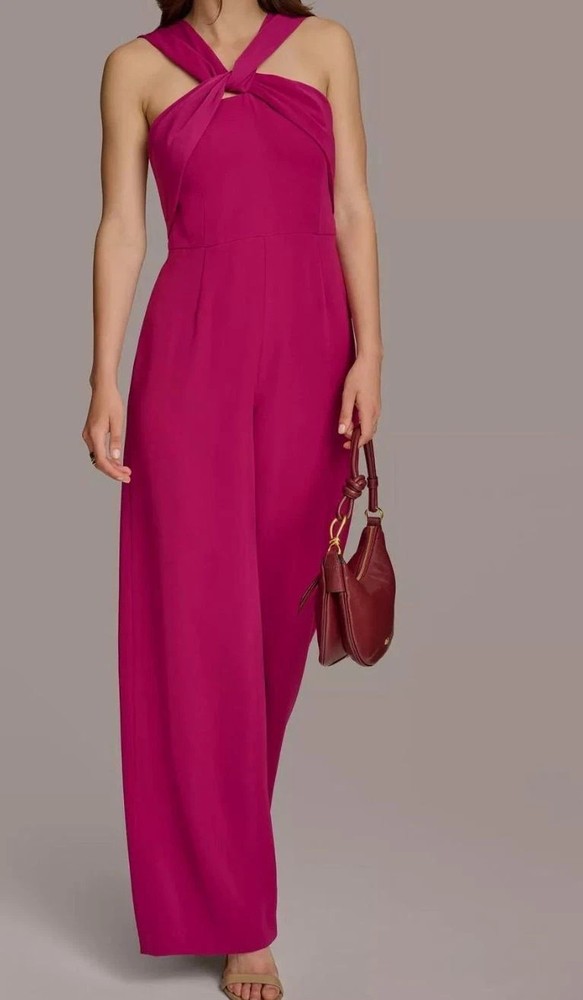 NEW Donna Karan New York Twist-Neck Wide Leg Jumpsuit 12