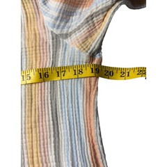 Soft Surroundings 100% Cotton Gauze Multicolor Stripe Midi Dress Medium Petite