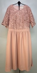 Roolee Midi Dress Floral Crochet Mauve Side Pockets Side Zipper Lined Sz XL NWT