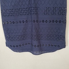 INA Size Medium Sleeveless Shift Pull Over Shirt Dress Navy Blue Eyelet Lined