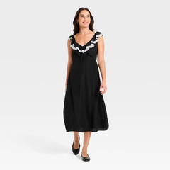 Women Ruffle Lace Midi A-Line Dress – Universal Thread